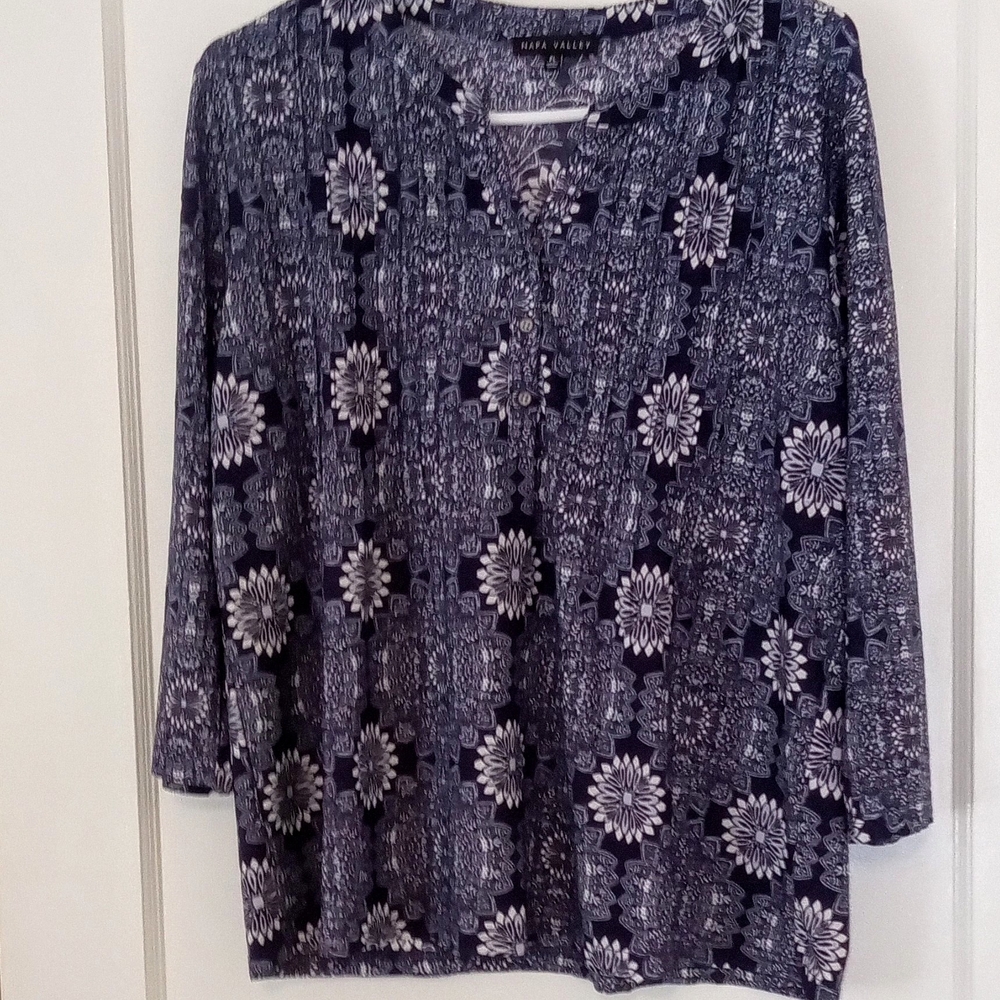 Blue Boxy Blouse with Peter Pan Collar
